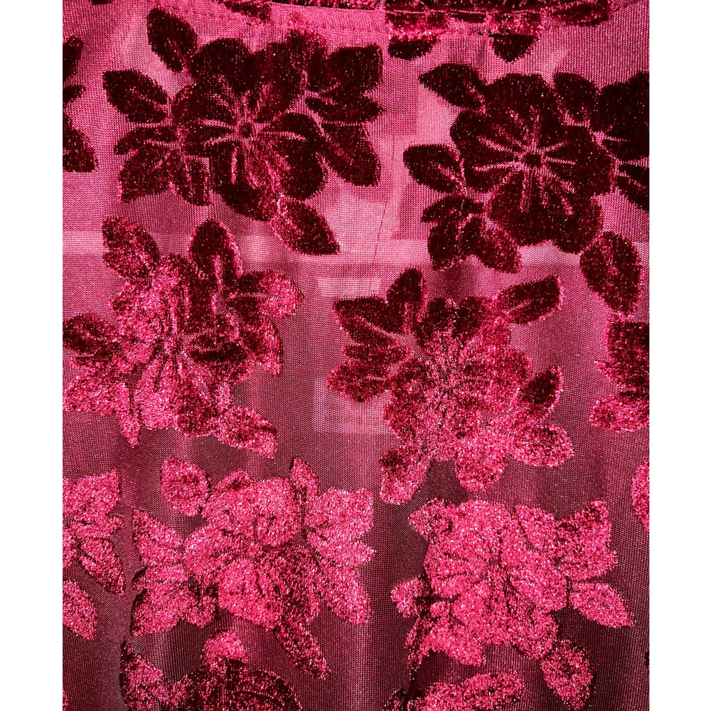 New Marc New York Andrew Marc red velvet floral long sleeve blouse size L - Picture 3 of 6